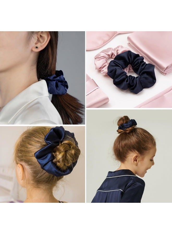 LILYSILK Silk Hair Scrunchies for Frizz & Breakage Prevention 100% Mulberry Silk Hair Ties No Damage Elastic Silk Ponytail Holders, 1Pc, Navy Blue - Image 4
