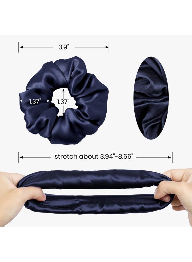 LILYSILK Silk Hair Scrunchies for Frizz & Breakage Prevention 100% Mulberry Silk Hair Ties No Damage Elastic Silk Ponytail Holders, 1Pc, Navy Blue - Image 2