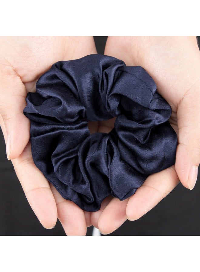 LILYSILK Silk Hair Scrunchies for Frizz & Breakage Prevention 100% Mulberry Silk Hair Ties No Damage Elastic Silk Ponytail Holders, 1Pc, Navy Blue - Image 5