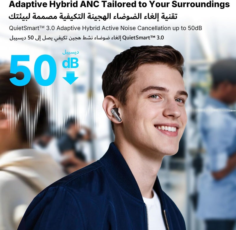 إيرفن سماعات Air Pro 4+ اللاسلكية مع إلغاء الضوضاء التكيفي، Qualcomm aptX Lossless، Snapdragon Sound، محركات مزدوجة، 6 ميكروفونات مع AI للمكالمات الواضحة، صوت عالي الدقة، LDAC، بلوتوث 6.0، وقت تشغيل 54 ساعة، أسود - Image 3