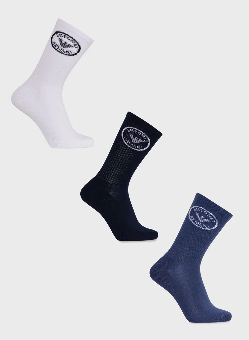 EMPORIO ARMANI 3 Pack Logo Ankle Socks