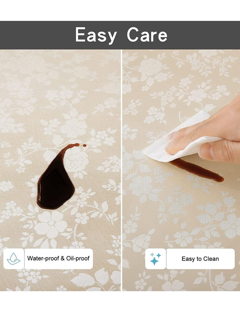 SYOSI Round Tablecloth, Waterproof Vinyl Heavy Duty Table Cloth, Wipeable Table Cover for Kitchen and Dining Room, Table Cloth for Dining Table Indoor Outdoor Party Wedding (Beige, 60" Round) - Image 3