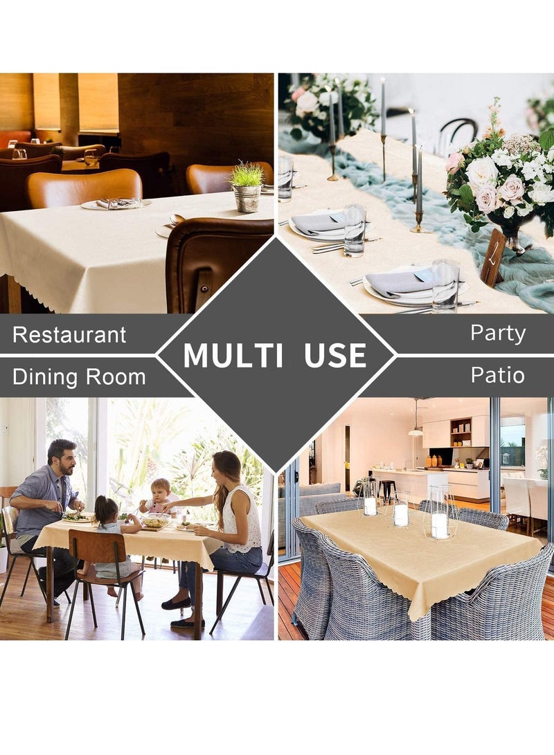 SYOSI Round Tablecloth, Waterproof Vinyl Heavy Duty Table Cloth, Wipeable Table Cover for Kitchen and Dining Room, Table Cloth for Dining Table Indoor Outdoor Party Wedding (Beige, 60" Round) - Image 5