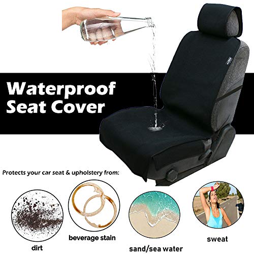 BIGANT Waterproof Seat Covers, Universal Waterproof Car Seat Cover Sweatproof Car Seat Protector with Nonslip Neoprene Auto Bucket Seat Cover - Perfect for Running, Gym, Beach and Pets(Black-1PC) - Image 3