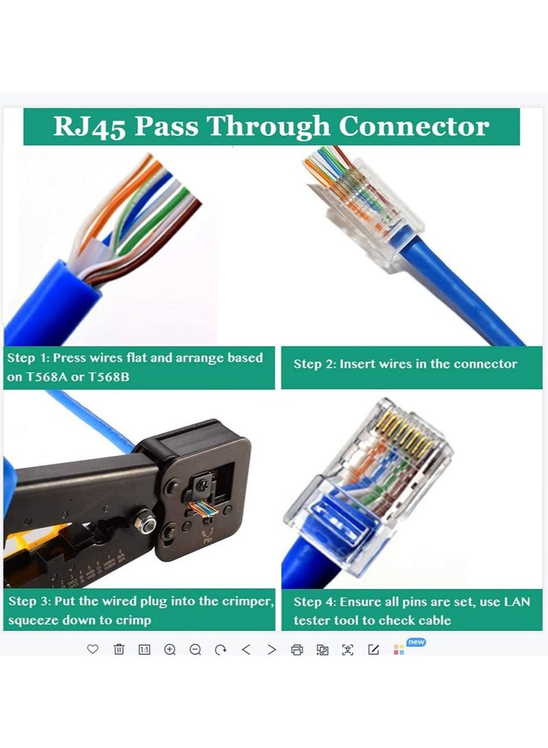 SYOSI 100Pcs RJ45 Connectors Cat6 Pass Through Ends Transparent and Penetrable Connectors UTP 8P8C Network Plug Gold-Plated Contacts for Widely Used in Local Area Network and ADSL Broadband - Image 5