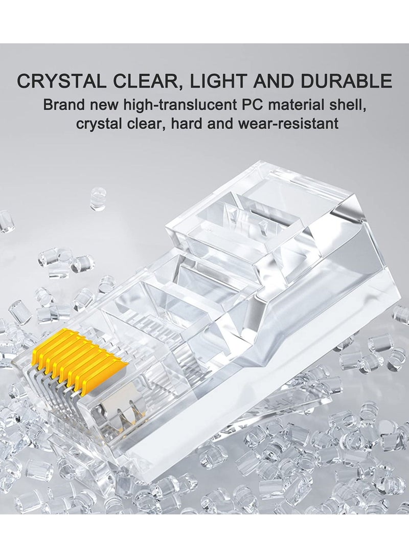 SYOSI 100Pcs RJ45 Connectors Cat6 Pass Through Ends Transparent and Penetrable Connectors UTP 8P8C Network Plug Gold-Plated Contacts for Widely Used in Local Area Network and ADSL Broadband - Image 3