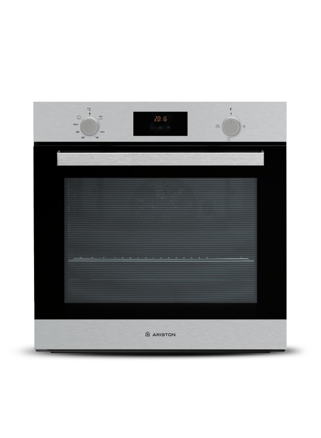 Ariston Built In 60cm 62 Liters Gas Oven, Enameled Inside Cavity, Electronic Temperature Control, Multiflow Technology with Self Cleaning, Convection Bake, Grill, Turbo Grill, Defrost, Inox GS3Y430IXA 62 L 1500 W GS3Y430IXA Inox