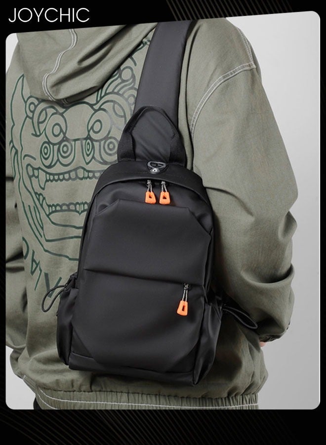 Joychic حقيبة صدر متعددة الوظائف للرجال خفيفة الوزن مقاومة للماء حقيبة ظهر عبر الجسم مع منفذ شحن USB للتنزه في الهواء الطلق والسفر وركوب الدراجات باللون الأسود - Image 1