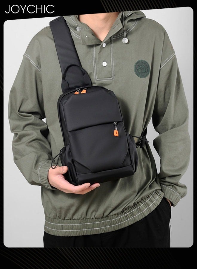 Joychic حقيبة صدر متعددة الوظائف للرجال خفيفة الوزن مقاومة للماء حقيبة ظهر عبر الجسم مع منفذ شحن USB للتنزه في الهواء الطلق والسفر وركوب الدراجات باللون الأسود - Image 2