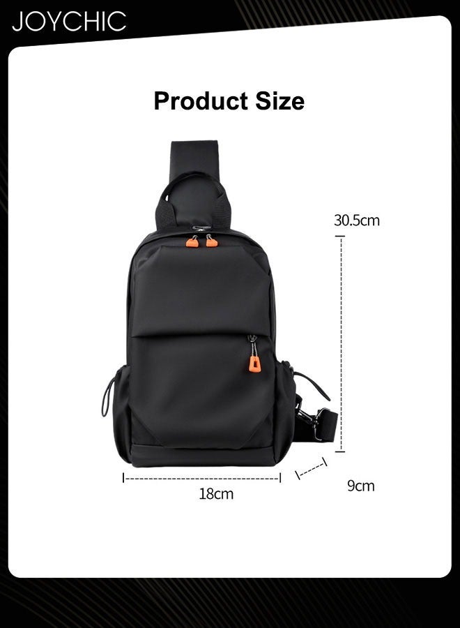 Joychic حقيبة صدر متعددة الوظائف للرجال خفيفة الوزن مقاومة للماء حقيبة ظهر عبر الجسم مع منفذ شحن USB للتنزه في الهواء الطلق والسفر وركوب الدراجات باللون الأسود - Image 5