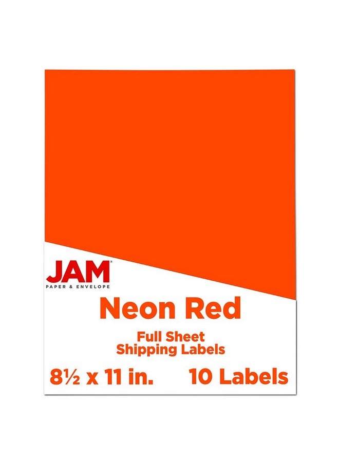 JAM Paper Full Sheet Shipping Labels - Printable Sticker Paper - 8 1/2 X 11 - Neon Deep Red/Orange - 10 Full Pages/Pack  - Image 1