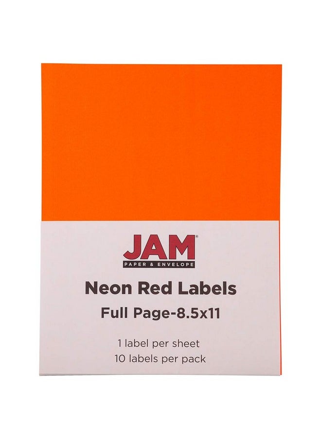 JAM Paper Full Sheet Shipping Labels - Printable Sticker Paper - 8 1/2 X 11 - Neon Deep Red/Orange - 10 Full Pages/Pack  - Image 5