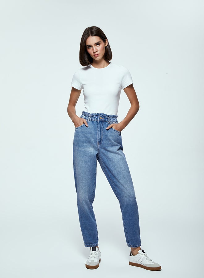 LC WAIKIKI Elastic Waist Slouchy Fit Women's Jean Trousers  - Image 1