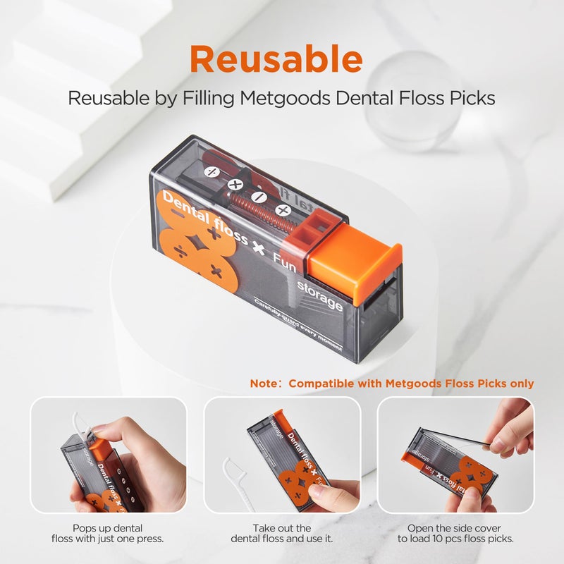 Metgoods 4-Piece Family Floss Pick Dispenser Set with 40 Dental Floss Picks, Refillable Travel Floss Container & Toothpick Holder, Portable Floss Sticks Kit for Adults (4 Piece Family Pack) - Image 3
