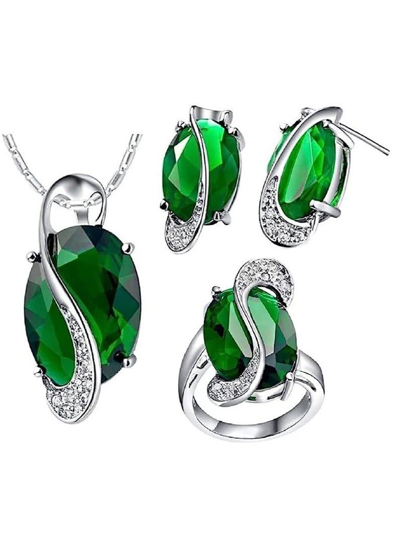 جونيس مجموعة مجوهرات نسائية ، كريستال الزفاف قلادة قلادة أقراط مجوهرات خواتم هدايا الذكرى - Image 1