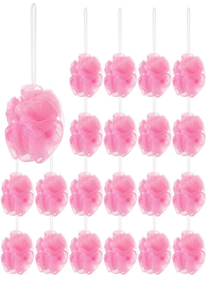 Shellwei 24 Pcs 3 Inch Mini Loofah Travel Size Bulk Shower Sponge Pouf Mesh for Women Kids Men Exfoliating Body Scrubber Baby Shower Favor(Pink) - Image 1
