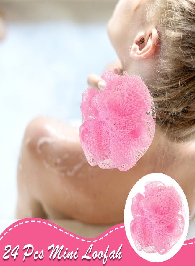 Shellwei 24 Pcs 3 Inch Mini Loofah Travel Size Bulk Shower Sponge Pouf Mesh for Women Kids Men Exfoliating Body Scrubber Baby Shower Favor(Pink) - Image 4