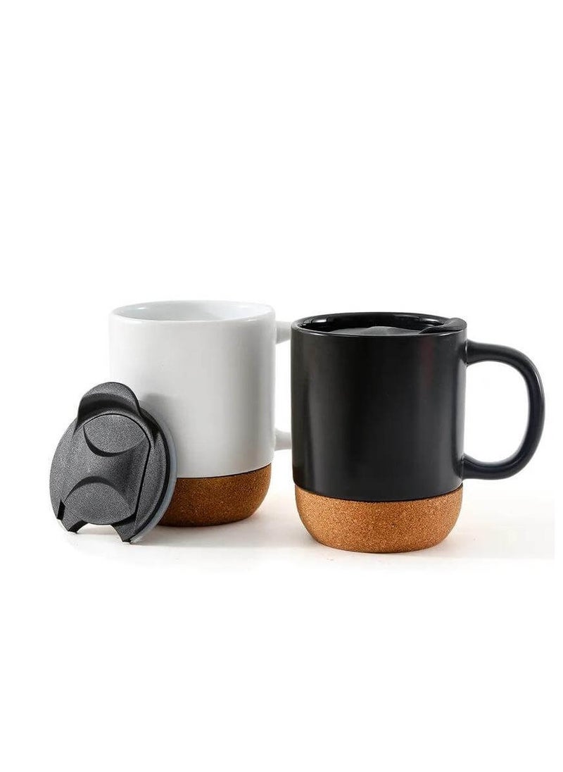 giftology - Giftology 330ml Ceramic Mug with Cork Bottom and Top Lid Elegant and Leakproof Functional Drinkware for Every Sip - Image 1