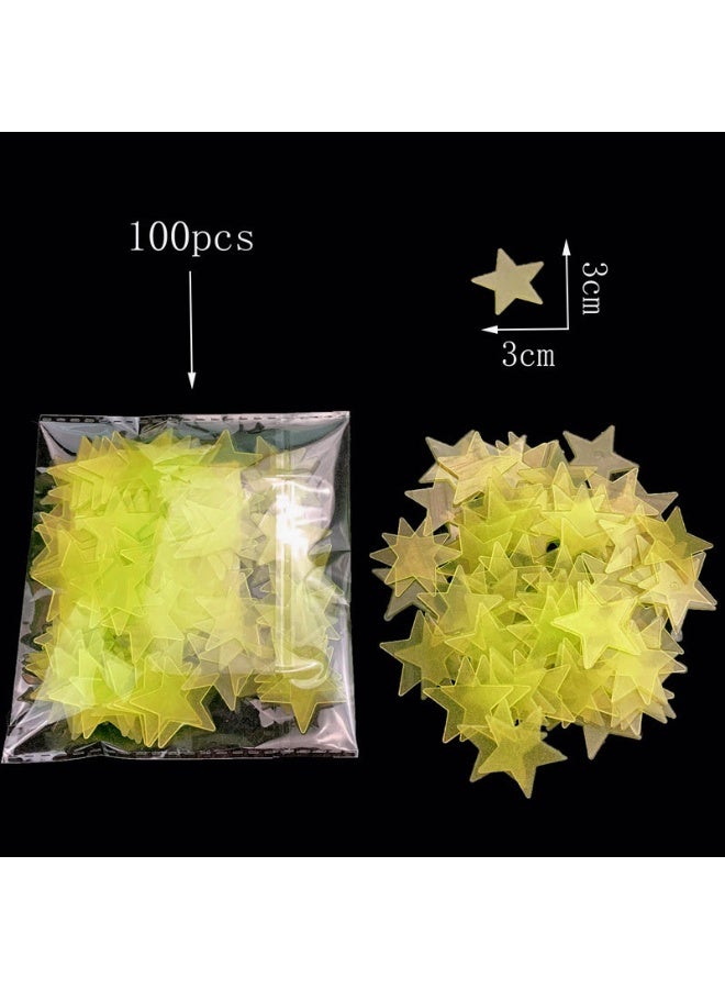 100Pcs 3D Stars Glow In The Dark Wall Sticker Set Luminous Decor for Kids Room - Image 4
