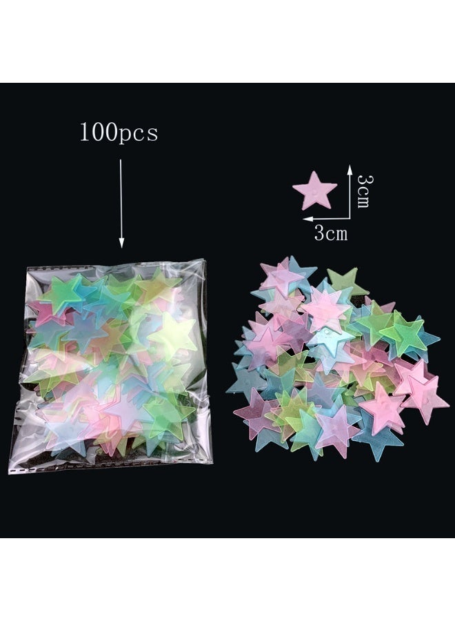 100Pcs 3D Stars Glow In The Dark Wall Sticker Set Luminous Decor for Kids Room - Image 2