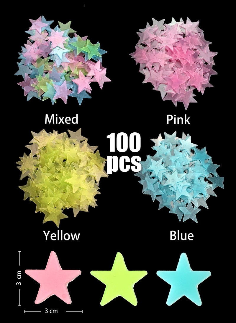 100Pcs 3D Stars Glow In The Dark Wall Sticker Set Luminous Decor for Kids Room - Image 1