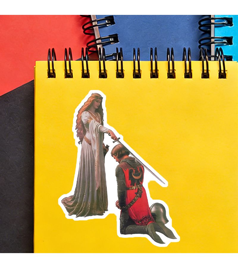 Pre Raphaelite Vinyl Sticker 1pc Featuring The Accolade Art by Edmund Blair Leighton Weatherproof Gift For Notebook Collectors - Image 5