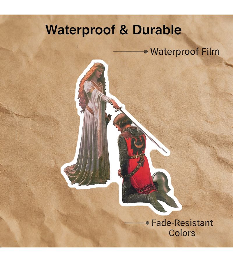 Pre Raphaelite Vinyl Sticker 1pc Featuring The Accolade Art by Edmund Blair Leighton Weatherproof Gift For Notebook Collectors - Image 1