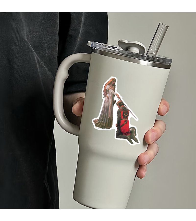Pre Raphaelite Vinyl Sticker 1pc Featuring The Accolade Art by Edmund Blair Leighton Weatherproof Gift For Notebook Collectors - Image 4