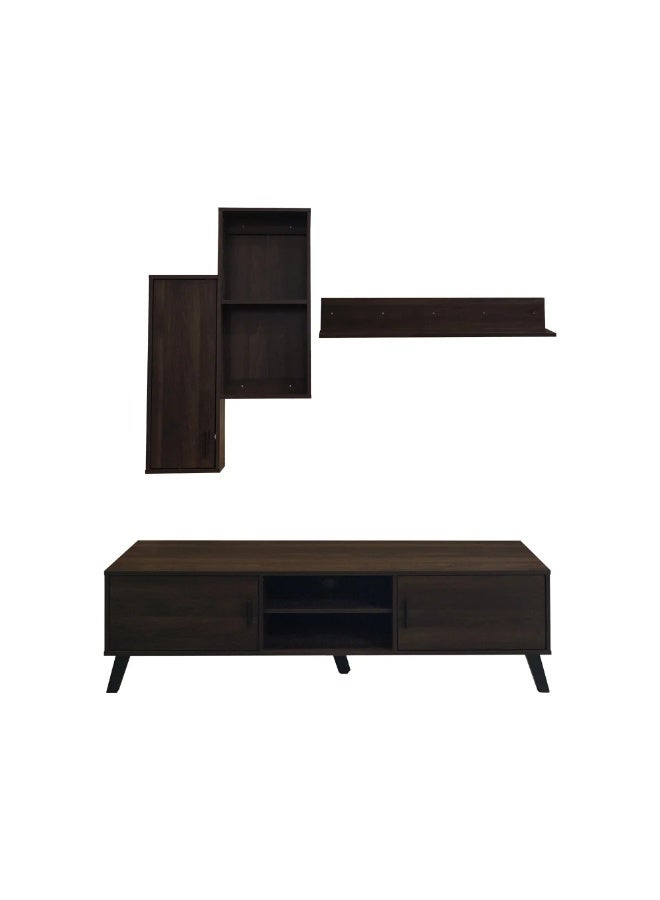 بيتي طاولة تلفزيون بني 160 سم مع ارفف خشب - Image 4