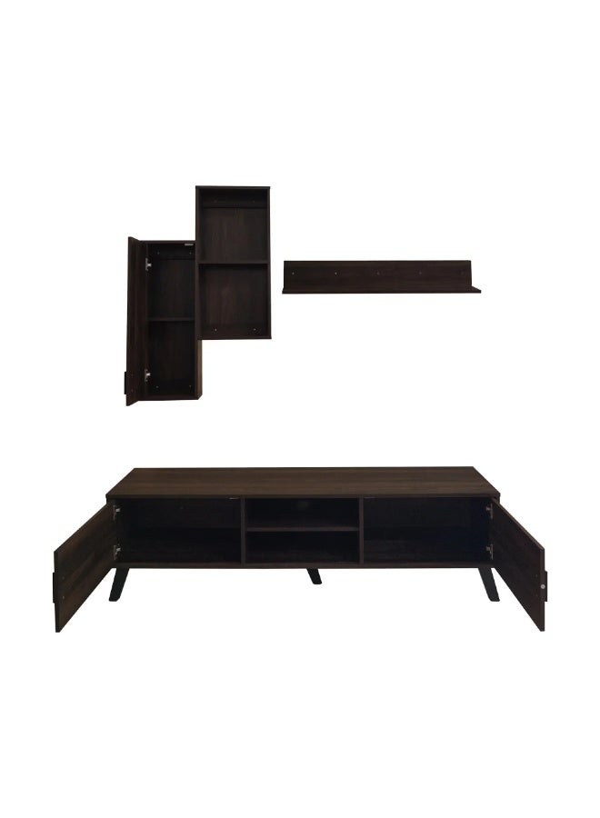 بيتي طاولة تلفزيون بني 160 سم مع ارفف خشب - Image 2