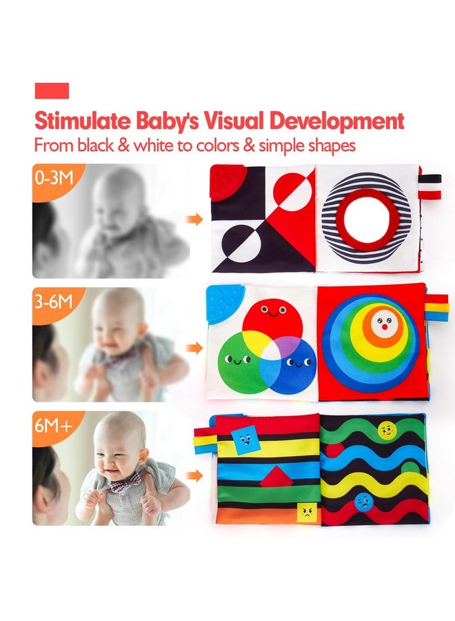 hahaland كتب هاهالاند للأطفال 0-6 أشهر - 2 قطعة ألعاب للأطفال 0-6 أشهر وقت البطن ألعاب الأطفال هدايا حديثي الولادة تطوير بصري عالي التباين كتاب حسي هدية استحمام للبنات والأولاد - Image 4