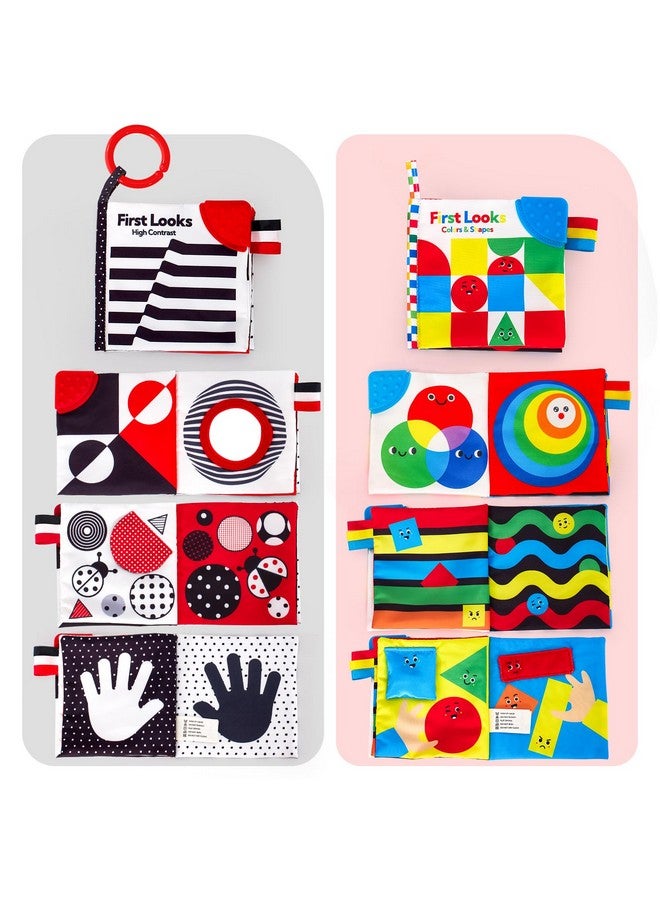 hahaland كتب هاهالاند للأطفال 0-6 أشهر - 2 قطعة ألعاب للأطفال 0-6 أشهر وقت البطن ألعاب الأطفال هدايا حديثي الولادة تطوير بصري عالي التباين كتاب حسي هدية استحمام للبنات والأولاد - Image 2