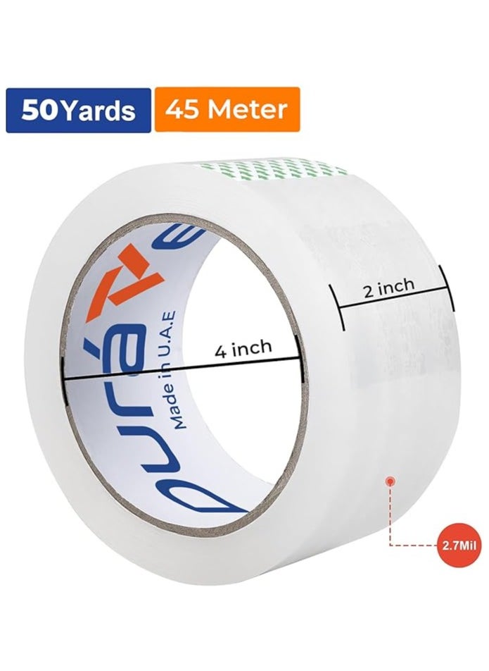 Duravel - Duravel Clear Tape 2 pcs with Dispenser - Heavy Duty 2 inch x 50 YDs- clear tape roll - clear tape 2 inch, Packaging Tape, Packing Tape Dispenser- packing tape clear for Packing Boxes- - Image 1