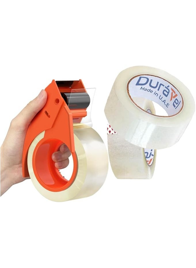Duravel - Duravel Clear Tape 2 pcs with Dispenser - Heavy Duty 2 inch x 50 YDs- clear tape roll - clear tape 2 inch, Packaging Tape, Packing Tape Dispenser- packing tape clear for Packing Boxes- - Image 1