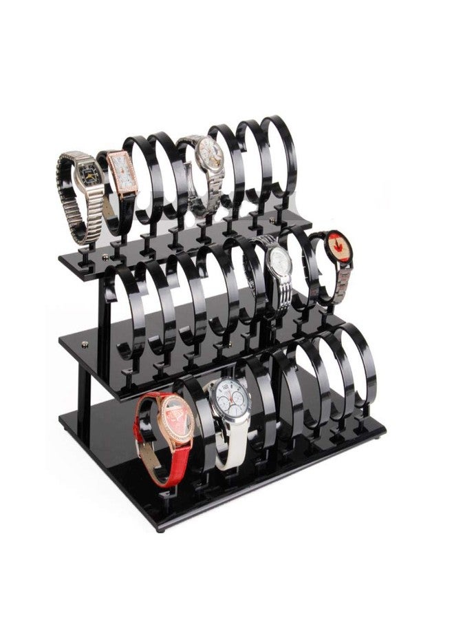 RY DISPLAY 3-Tier Watch Stand Holder Removable 24 Acrylic Watch Jewelry Display Rack Watch Display Rack Organizer for Men and Women (Black) - Image 1