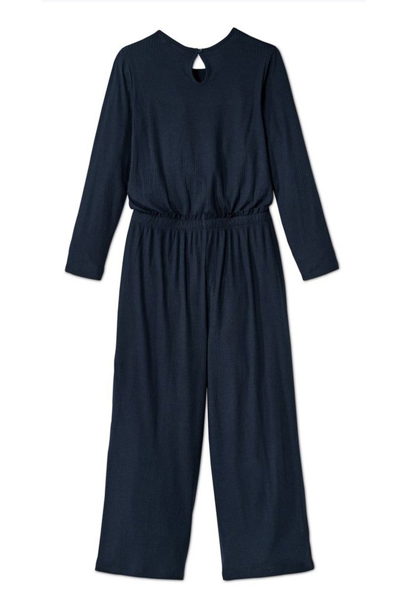 Tchibo Kids Girl Long Sleeve Ribbed Jumpsuits, Navy - Image 3