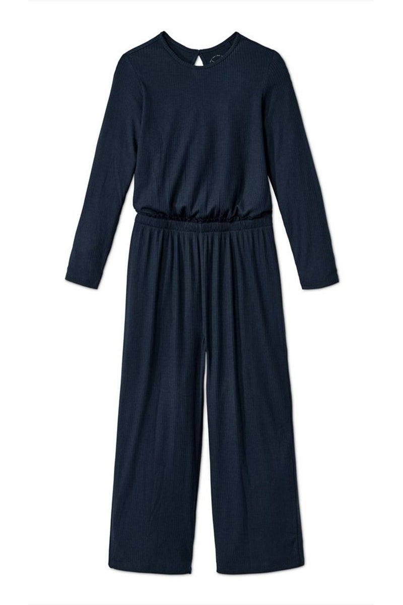 Tchibo Kids Girl Long Sleeve Ribbed Jumpsuits, Navy - Image 2