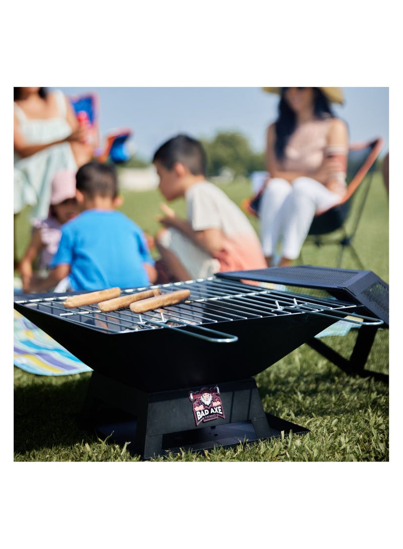 BAD AXE مدفأة باد آكس بلوك التقطيع - مدفأة خارجية كبيرة تعمل بالخشب | حتى 26 ساعة من الاحتراق | لجميع الأحوال الجوية، الطهي والتدفئة | أنماط مخصصة متاحة - Image 2