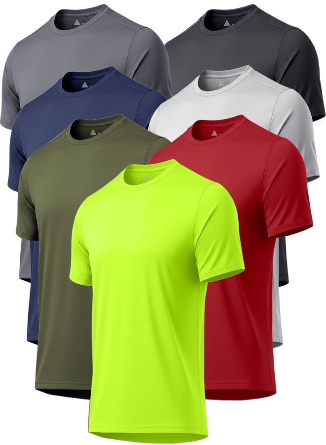 ZITY Mens T-Shirts Swim Shirts Short Sleeves UPF 50+ Rash Guard Fast Dry Swimming Rashguard Tee Shirt UV Protection Running Gym Tshirts 7 Pack - Image 1
