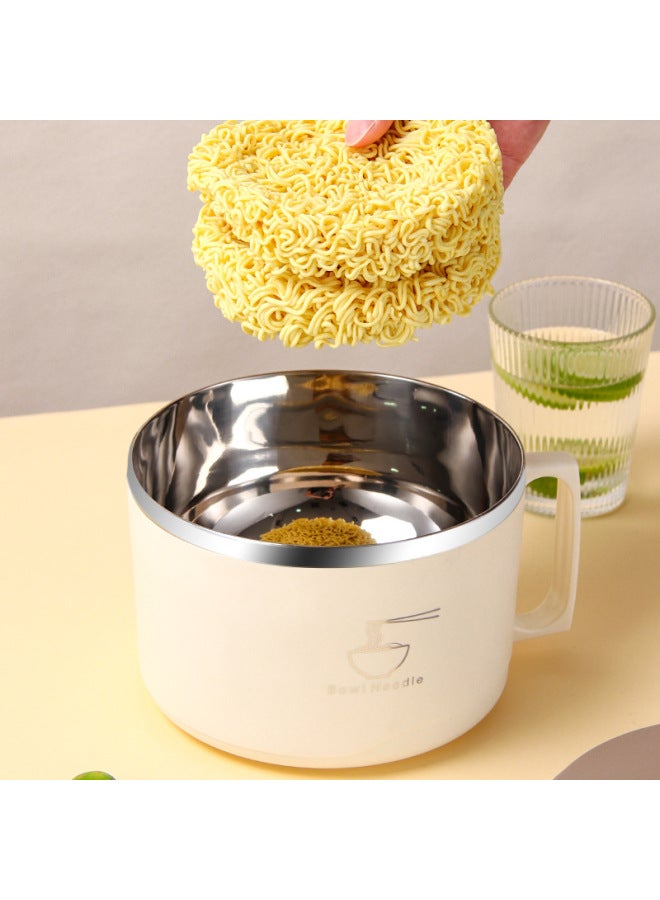 304 Stainless Steel Instant Noodle Bowl With Lid Thermal Insulation Seal Portable Student Fast Food Cup Tableware Japanese Bento Box Lunch Box-Specifications:Milk White ]-Color:201 Stainless Steel Liner  - Image 4