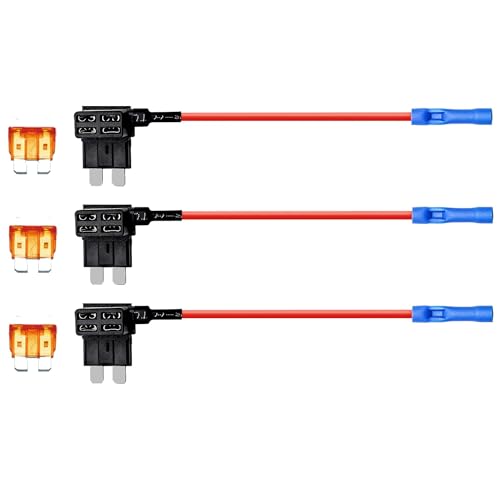 KMH 12V Standard Fuse Tap Adapter Kit Add-A-Circuit with Dual Slot Holder for Standard Blade Car Fuses, Easy Installation, Universal for Cars, SUVs, Trucks, Motorcycles, DIY (Pack fo 3) - Image 1