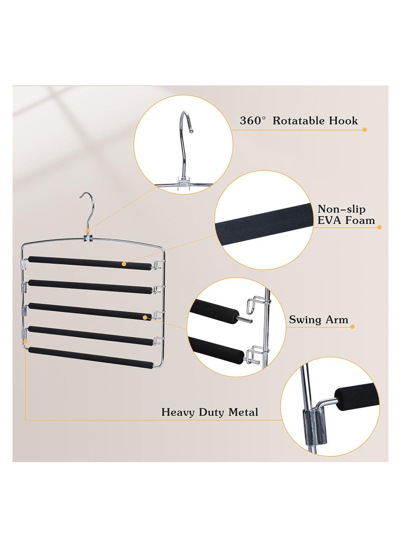Amber Home Amber Home 5 Layers Stainless Steel Pants Hanger Non Slip Space Saving Pants Hangers Trouser Hangers Foam Padded Closet Storage Organizer for Pants Jeans Trousers Skirts Scarf - Image 4