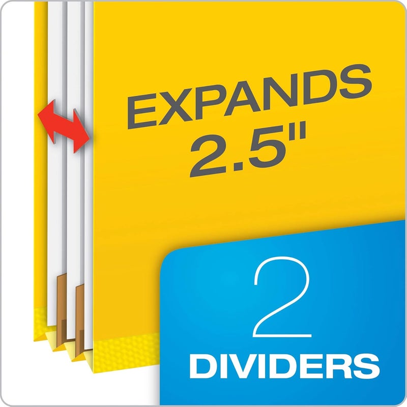 Pendaflex Classification Folders, 2 Dividers, 2" Fasteners, Letter Size, Yellow, 10/Box (24134P) - Image 2