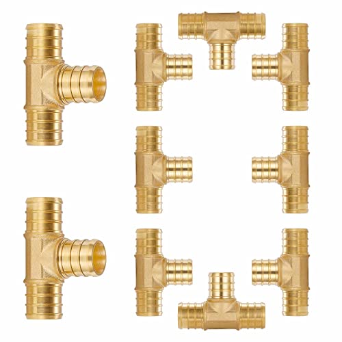 Lidertik 10 Pack Lidertik 34 Pex Tee Brass Tubing T Crimp Pipe Pex Fittings 34 Inch - Image 1