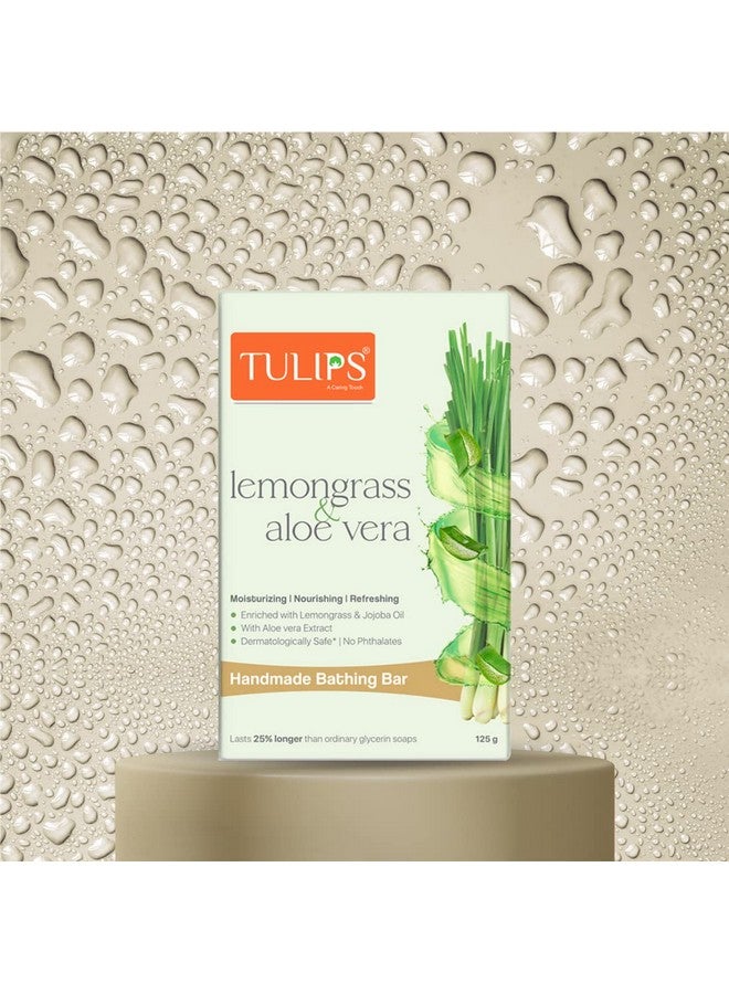 TULIPS Moisturizing, Nourishing Refreshing Bathing Bar Soap with Lemongrass & Aloe Vera (Pack of 6) - Image 2