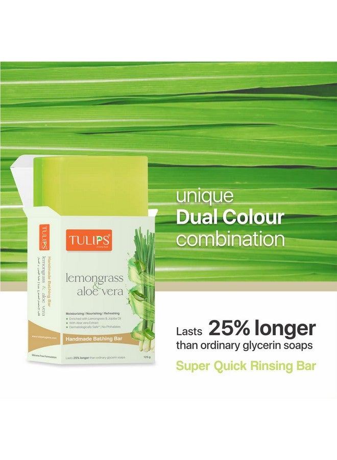 TULIPS Moisturizing, Nourishing Refreshing Bathing Bar Soap with Lemongrass & Aloe Vera (Pack of 6) - Image 3