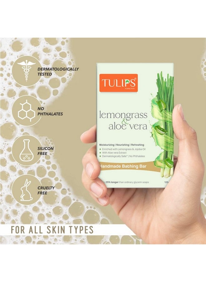 TULIPS Moisturizing, Nourishing Refreshing Bathing Bar Soap with Lemongrass & Aloe Vera (Pack of 6) - Image 5