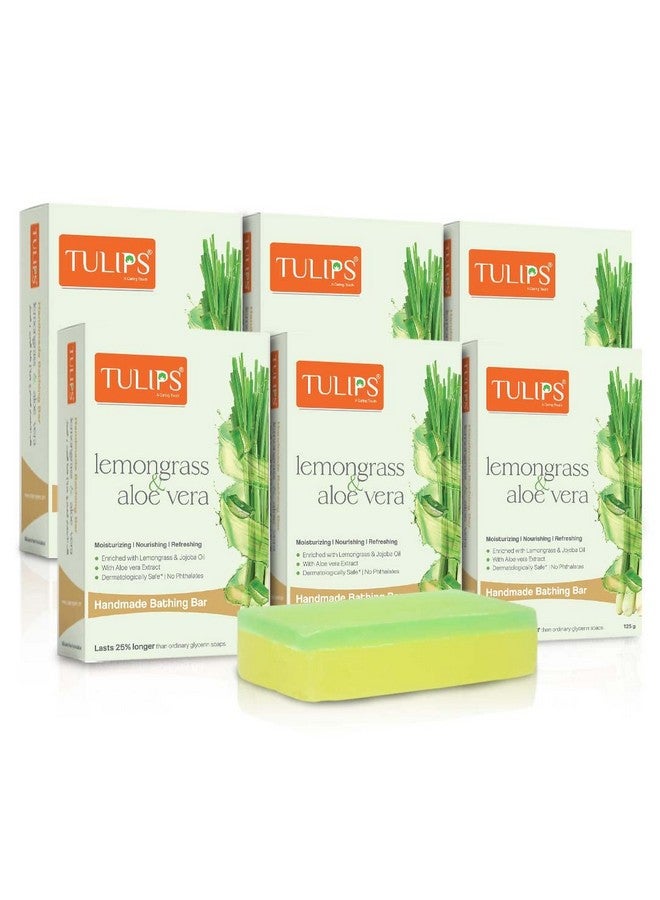 TULIPS Moisturizing, Nourishing Refreshing Bathing Bar Soap with Lemongrass & Aloe Vera (Pack of 6) - Image 1