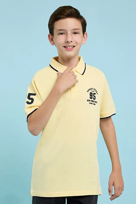 R&B Print Detail Polo T-Shirt with Short Sleeves