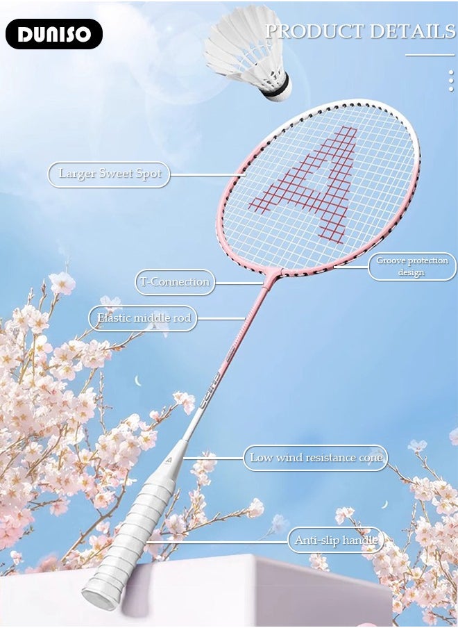 DUNISO Badminton Rackets Set 2 Player Badminton Rackets Lightweight Badminton Racquet with 3 Shuttlecocks and 1 Carrying Bag,Badminton Backyard Games for Outdoor,Garden,Beach,Family Fun Game  - Image 2